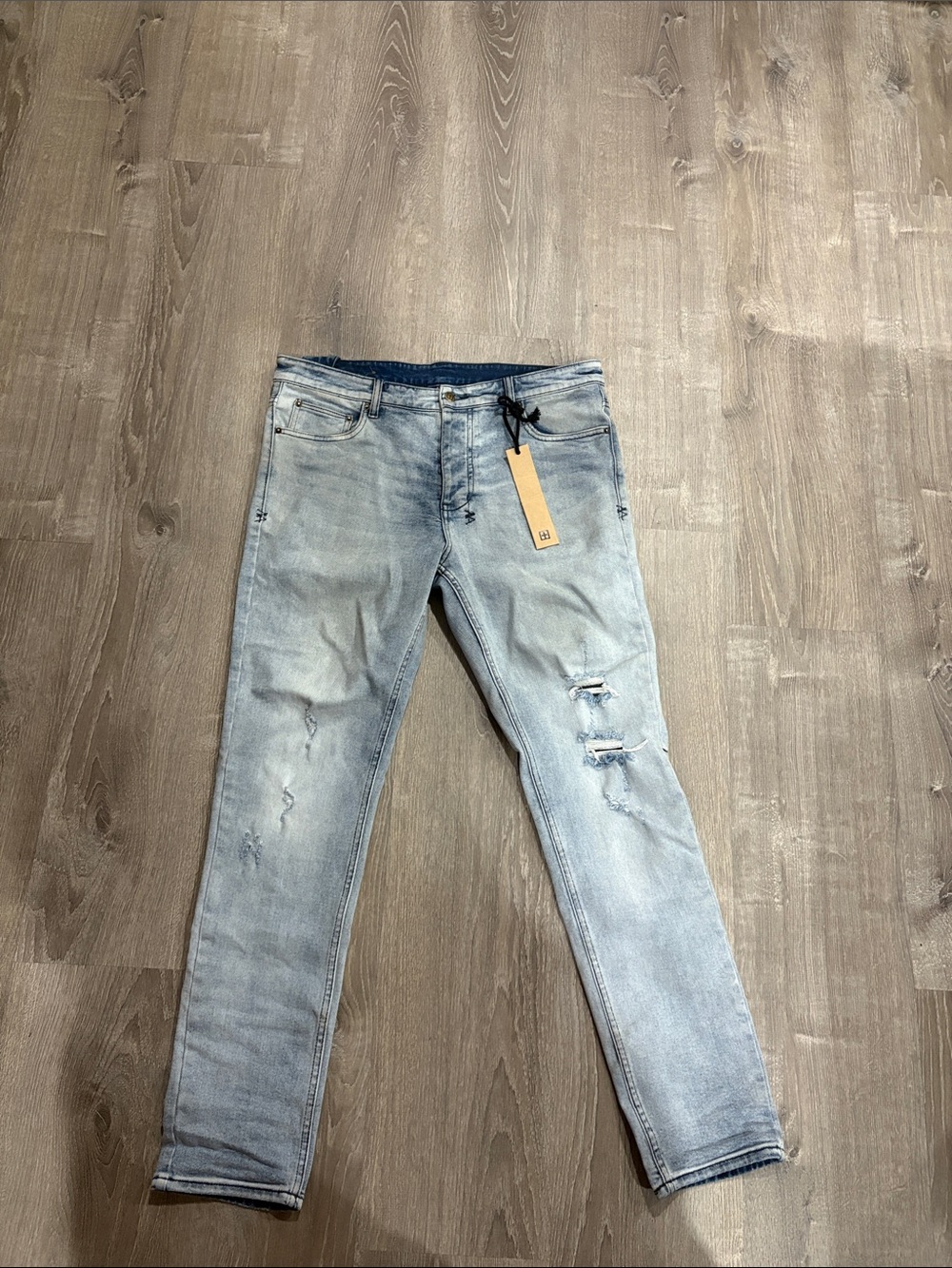 Ksubi Light Blue Slim Men’s Jeans with Distressed Detail